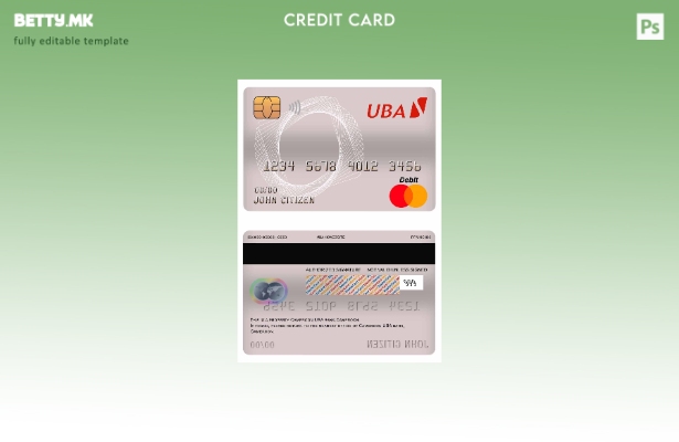 Модерен стил Камерун UBA банка мастер дебитна картичка шаблон